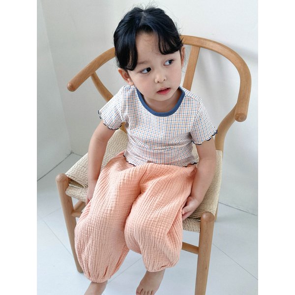 Navy Bloom Check Tee