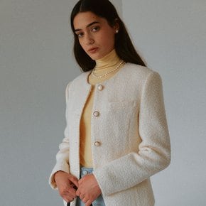 NON COLLAR BUTTON JACKET IVORY