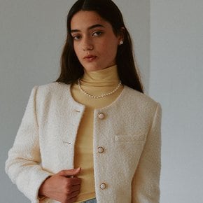 NON COLLAR BUTTON JACKET IVORY