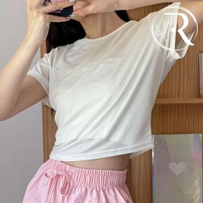 여성 크롭 냉감반팔티 여름 크롭반팔