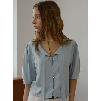 드헤베 Bailey Tie Blouse [Blue]