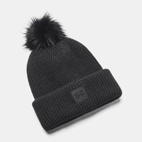 모자 1373098 001 Women UA Halftime Ribbed Pom Beanie_P380153126