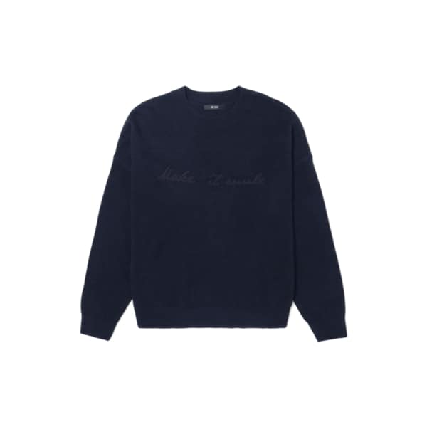 여성 크루넥 자수 니트 (네이비)