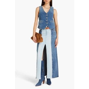 Georgia two-tone denim maxi skirt 블루 1647597349347252