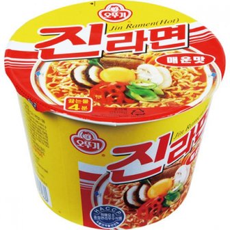 제이큐 컵라면 가공식품 오뚜기 매운맛 맛 진라면110gX12개