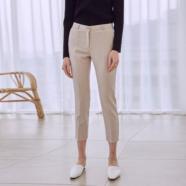 딘스 SLIM STRAIGHT CROP SLACKS_LIGHT BEIGE