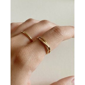 14k wave cross ring