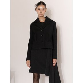 3 Button pintuck wool jacket in black