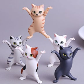 춤추는 고양이 피규어 거치대 동물 모형 에어팟 보관 인테리어 소품