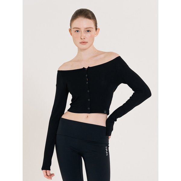 Off-shoulder Slim Cardigan 블랙