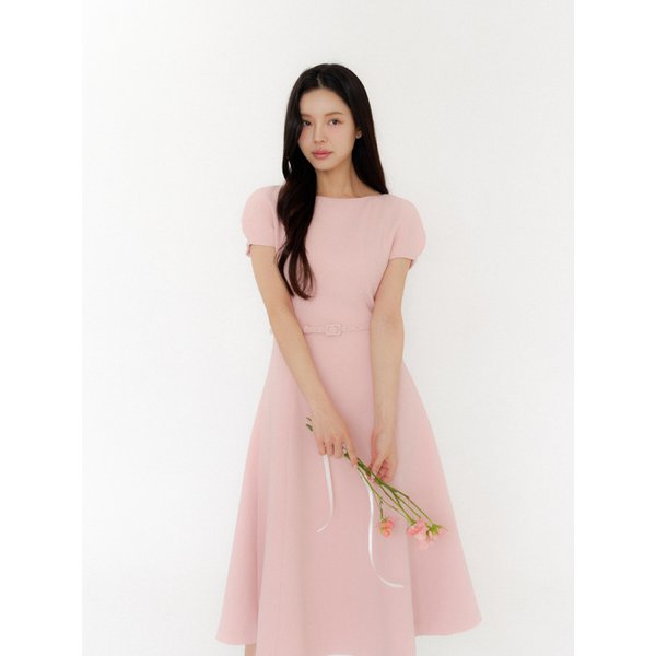 Cap-sleeve Flare Dress / Pink(3color)