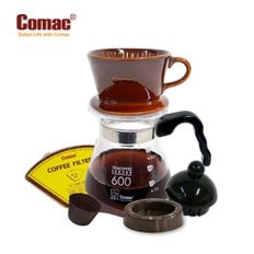 Comac 자기드립세트 600ml-DS4 [커피필터/커피드리퍼/커피서버/유리포트/핸드드립/드립커피/드립용품/커피용품]