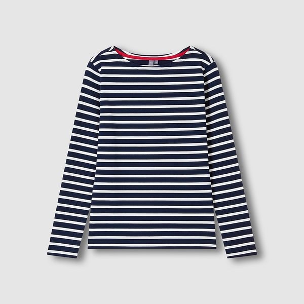 여 코튼 스트레치 보트넥 긴팔 티셔츠 J116101036056