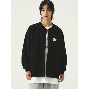 [UNISEX]플라워도트 자수 베이스볼 자켓_블랙