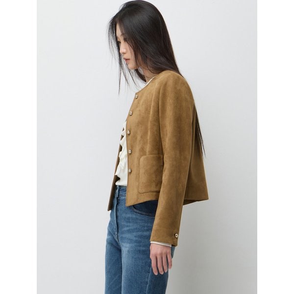 스웨이드 페이크 원넥 자켓_SALE01611BR