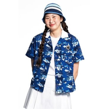 왁 골프 (WWTCM25306NYX)여성 Print Seersucker Knit Collar 셔츠