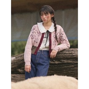 Waist Banding Floral Cardigan (Pink)