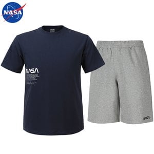 NASA 나사 남녀공용 면 반팔티+면 반바지 상하세트 N-159UNV+N-062PML 남자 여성 티셔츠 숏팬츠