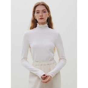 WD_Wave turtleneck knit top_WHITE