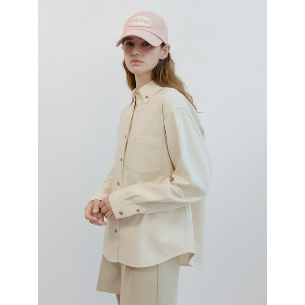 Button Point Denim Shirt Cream AT5SHF010CR