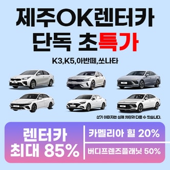 제주OK렌터카 [렌탈]제주도 렌트카 제주렌터카 K3/아반떼/K5/쏘나타 특가 1일권 휘발유 LPG 준중형/중형