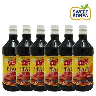  스위트코리아 복숭아홍차 1000ml X 6개 피치티 액상음료 과일 원액