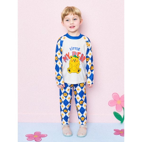 아가일체크베어래쉬가드수영복(플랩캡세트)