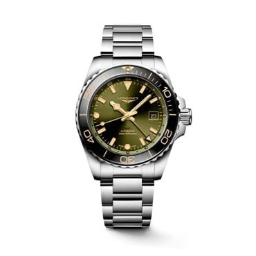 론진 하이드로 콘퀘스트 GMT 그린 다이얼 41MM L3.790.4.06.6