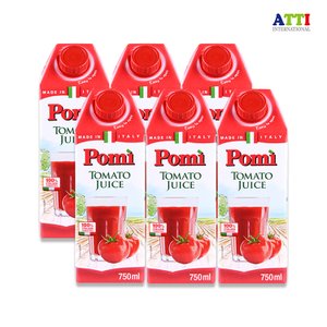  포미 착즙 100% 첨가물 없는 이탈리아산 토마토주스 750ml, 6개