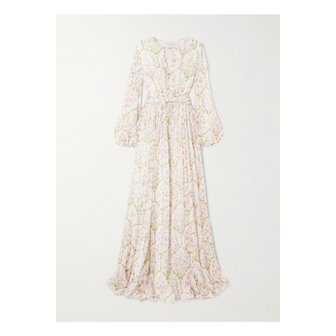 잠바티스타발리 지암바티스타발리 벨트 플로럴 프린트 실크 조젯 가운 아이보리 46376663162888220