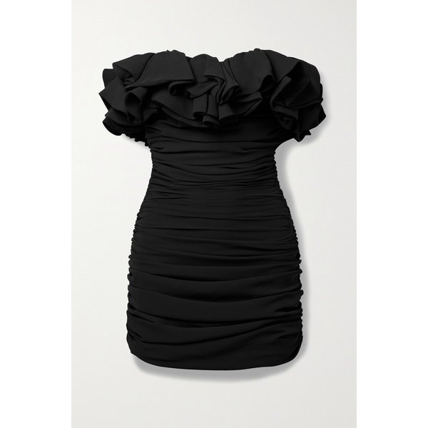 네르비 엠마누엘 오프숄더 주름 러플 크레이프 미니 드레스 블랙 1647597321323770
