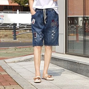 허리밴딩 5부 반바지 남자 고무줄 청바지