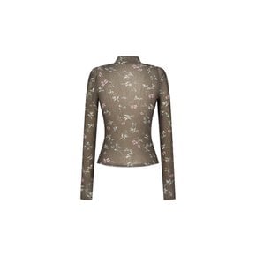 아모멘토 26FW Floral Mock Neck Top, Brown