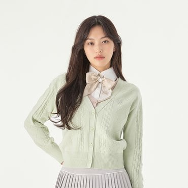 페어라이어 이중 배색 브이넥 가디건 (그린)