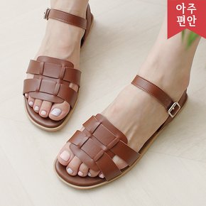 1cm 짜임 플랫 버클 스트랩 샌들  112532