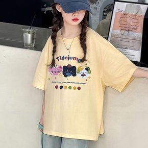 베비포 주니어 여아 오버핏 반팔티  캐릭터 초중생 데일리룩 티셔...