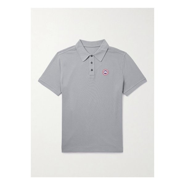베클리 로고 아플리케 코튼 피케 폴로 셔츠 그레이 46376663162932248