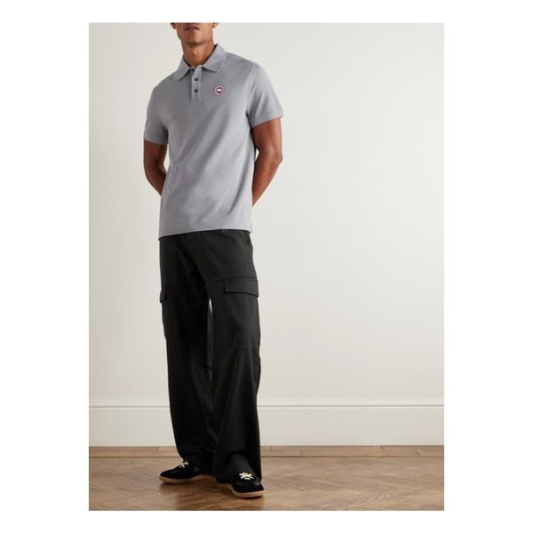 베클리 로고 아플리케 코튼 피케 폴로 셔츠 그레이 46376663162932248