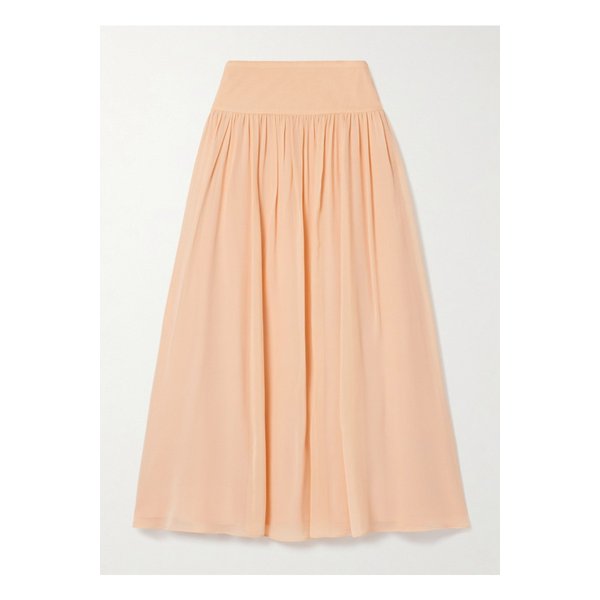 레이나 개더드 실크 크레이프 드 신 미디 스커트 1647597359253531