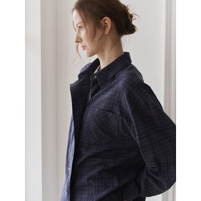 SIGNATURE OVERFIT CHECK SHIRTS_NAVY