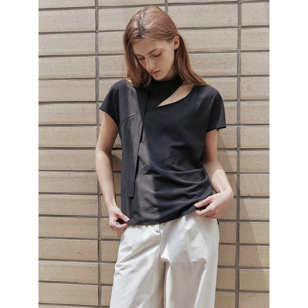 컷아웃 타이 블라우스_2COLORS