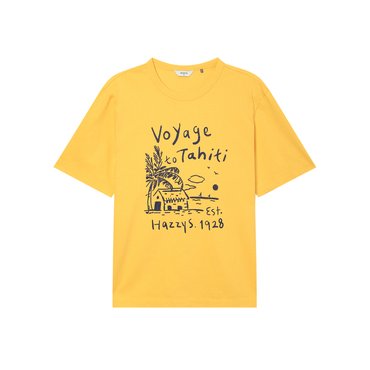 헤지스 [25SS] [COLLECTION] 옐로우 그래픽 크루넥 티셔츠 (HZTS5B702Y2A)