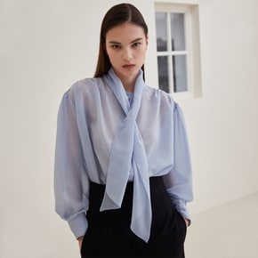 Scarf Tie Dress Shirts- Sky Blue