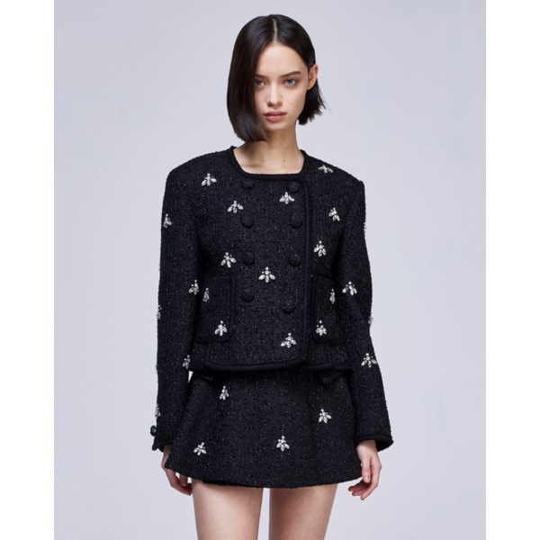 [파주점] [송지오우먼]송지오 오키드 스톤 트위드 스커트 블랙 WH2SK302BK