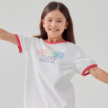 커버낫 키즈 쿠퍼 로고 소매 퍼프 링거 티셔츠 레드 CK2502ST64RD