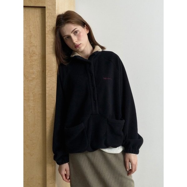 Classic Fur Collar Fleece Anorak _ Black