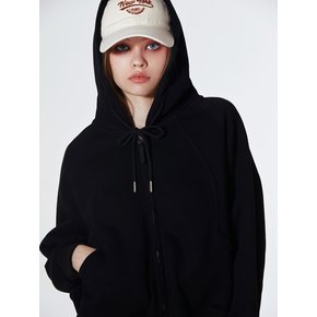 Seam Detail Hoodie Zip Up (BLACK)