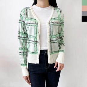 UND 여자브이넥 5022 2L 사각체크니트가디건 브이넥가디건 브이가디건 가디건 겨 (S38789839)