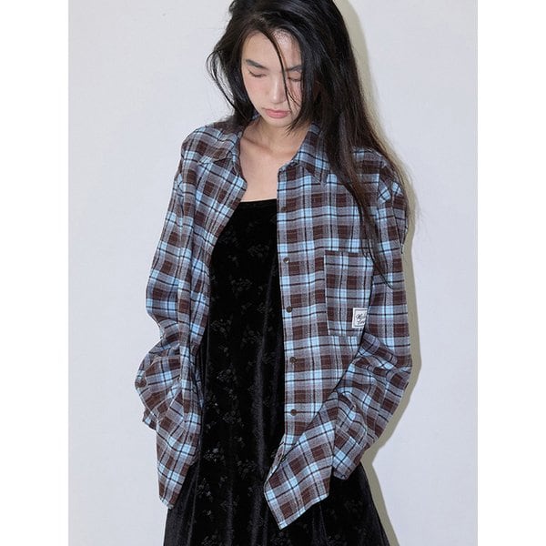 OVERSIZED CHECK SHIRTS SKY BROWN
