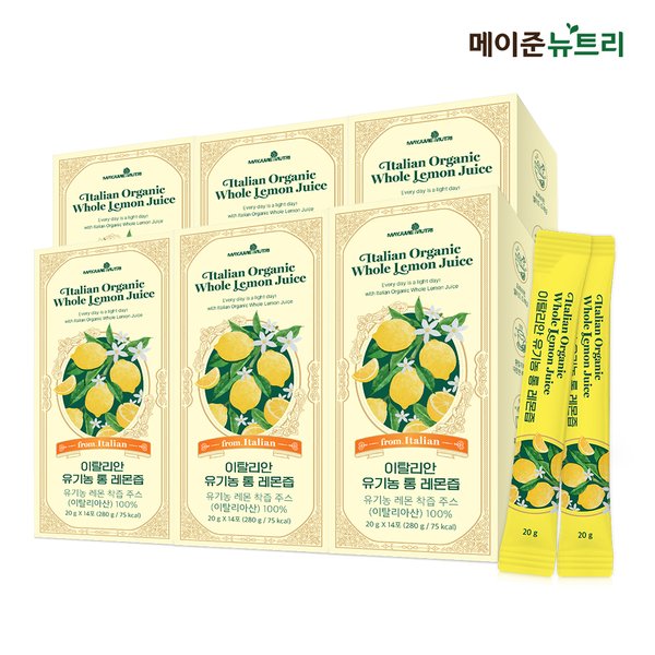메이준뉴트리 1일1레몬 이탈리아 유기농 NFC 통 레몬즙 레몬착즙 레몬수 6박스 (84포)